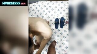Desi housemaid dick sucking her owner in bathroom