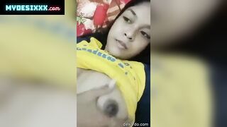 Cute village girl showning her big boobs on videocall