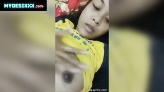 Cute village girl showning her big boobs on videocall
