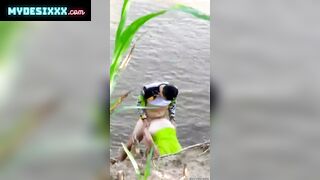 Mom fucked by stranger in river side son caught her on camera