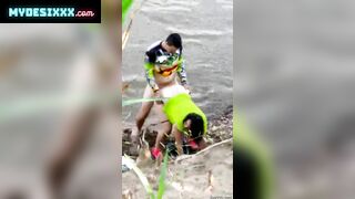 Mom fucked by stranger in river side son caught her on camera