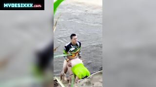 Mom fucked by stranger in river side son caught her on camera