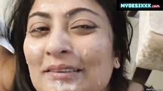 Hot milf nri bhabhi face covered with cum