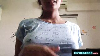 Pefect busty delhi college babe makes self boobs suck,striptease and ass slap video