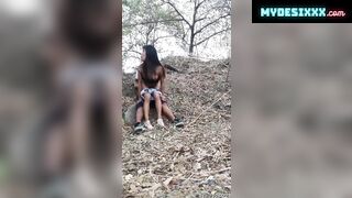 Village young teen couple doing sex in the forest