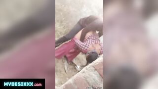 Desi village boy fucking gf doggy style in Outdoor