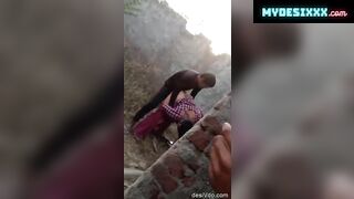 Desi village boy fucking gf doggy style in Outdoor