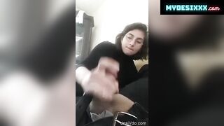 Indian teen girl giving a handjob and deepthroat blowjob