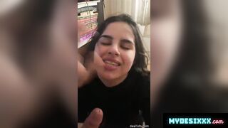 Desi teen girl loves to sucks her bf dick and balls
