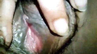 Village girl showed her bushy pussy and made a video of herself peeing