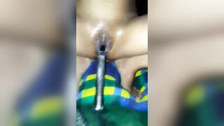 Horny village girl masturbating by putting torch light in her pussy