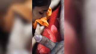 Horny desi bhabhi sucking cock with cum on her face