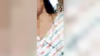 Horny girlfriend showing boobs to lover in vc