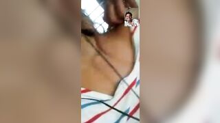 Horny girlfriend showing boobs to lover in vc