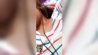 Horny girlfriend showing boobs to lover in vc