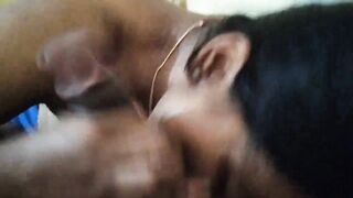 Sexy desi teen showing boobs and giving blowjob