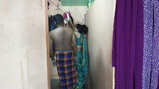Indian bhabhi took off her blue saree and started hardcore fucking with her husband