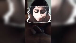 Cute girlfriend giving blowjob