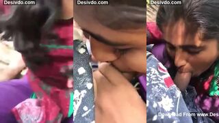 Desi village girl sucking cock in open area