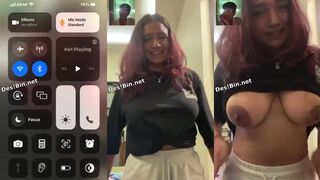 Beautiful sexy shy indian tattooed girl showing lover first time