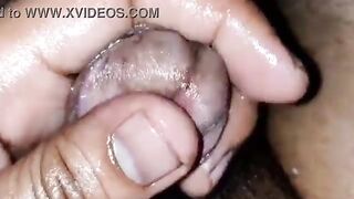 Tamil wife giving oil massage to hubby cock